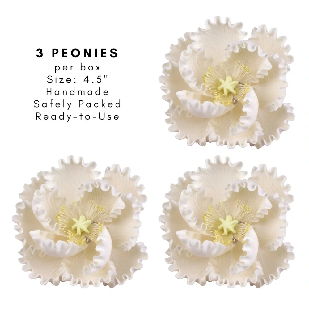 White Peony Sugar Flower Cake Topper for Decorating Cakes